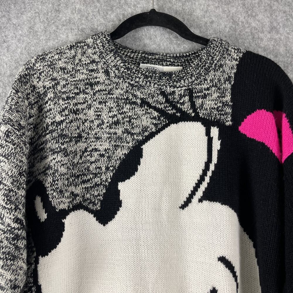Crew Neck Graphic Minnie Mouse Sweater - Black/Gray/Pink/Teal - Picture 2 of 12